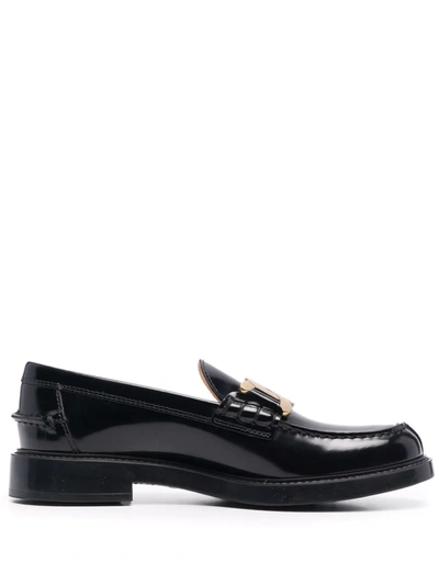 Tod's Chain-plaque Loafers In Black