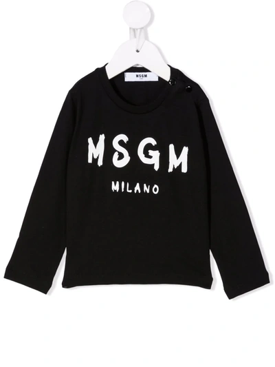 Msgm Babies' Logo印花卫衣 In Black