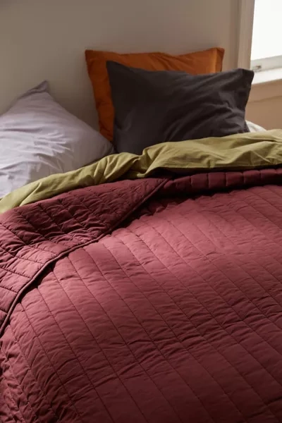 Urban Renewal Recycled Cotton Percale Quilt In Chocolate