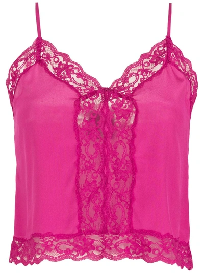 Andrea Bogosian Vozi Lace-trimmed Silk Pyjama Top In Pink