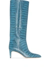 Paris Texas Crocodile-effect 60mm Boots In Blue