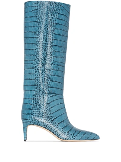 Paris Texas Crocodile-effect 60mm Boots In Blue