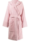 Tekla Organic Cotton Hooded Bathrobe In Pink
