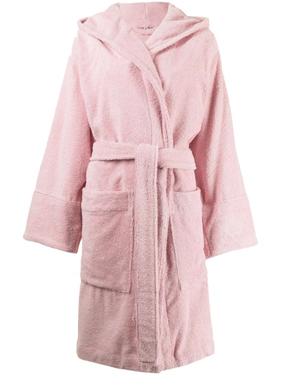 Tekla Organic Cotton Hooded Bathrobe In Pink