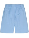 The Frankie Shop Logo-embroidered Organic Cotton Shorts In Blue