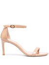 Stuart Weitzman Nunaked Straight Patent Leather Sandals In Neutrals