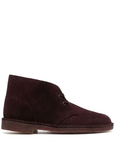 Clarks Originals Suede Lace-up Boots In Purple