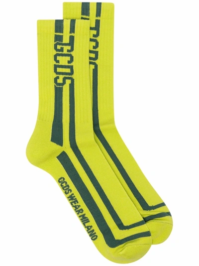 Gcds Intarsia-knit Ankle Socks In Yellow