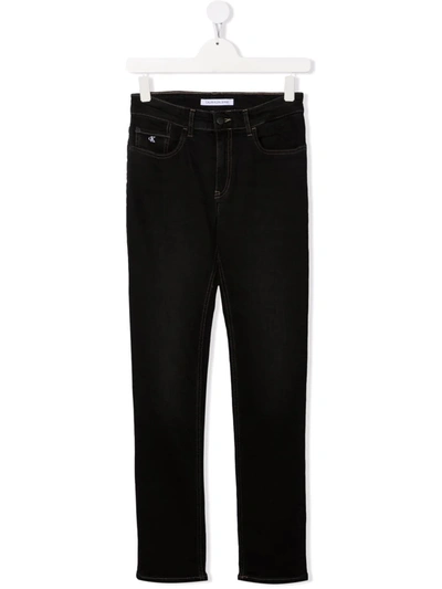Calvin Klein Kids' Mid-rise Slim-fit Jeans In Black
