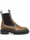 Proenza Schouler Khaki Leather Lug Sole Chelsea Boots In Brown