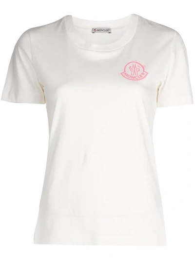 Moncler White Slim Fit T-shirt With Printed Logo
