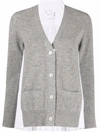 Sacai Grey & White Pleated Back Cardigan In Grey