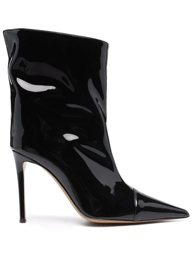 Alexandre Vauthier High Heels Ankle Boots In Black Patent Leather