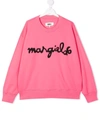 Mm6 Maison Margiela Teen Logo-print Crewneck Sweatshirt In Pink