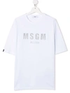Msgm Teen Embroidered-logo Cotton T-shirt In White