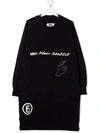 Mm6 Maison Margiela Teen Logo-print Cotton Sweatshirt Dress In Black