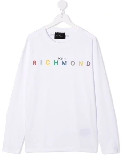 John Richmond Junior Teen Long-sleeved Logo-print Sweatshirt In White