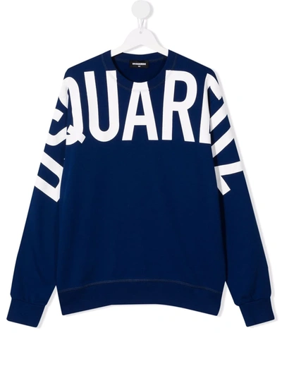 Dsquared2 Teen Logo-print Jumper In Blue