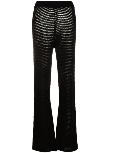 Nanushka Bazia Crochet-knit Slim Trousers In Schwarz