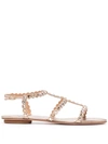 Aquazzura Tequila Embellished Leather Sandals In Gold