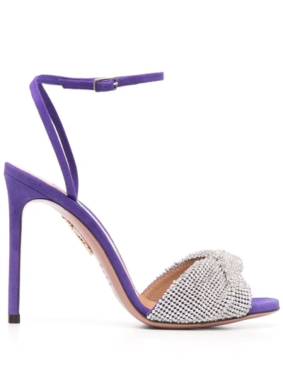 Aquazzura Crystal Twist 105 Sandals In Purple