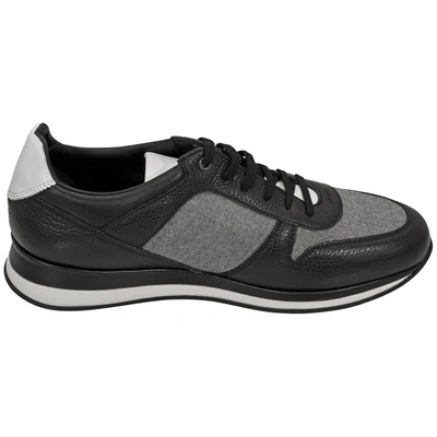 Ermenegildo Zegna Mens Leather Low-top Sneakers In Black,grey