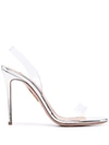 Aquazzura So Nude 105 Pvc Slingback Sandals In Silver