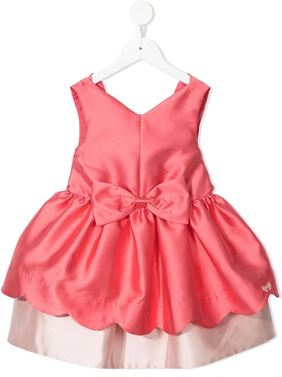 Hucklebones London Kids' Bow-detail Scalloped Dress In Pink