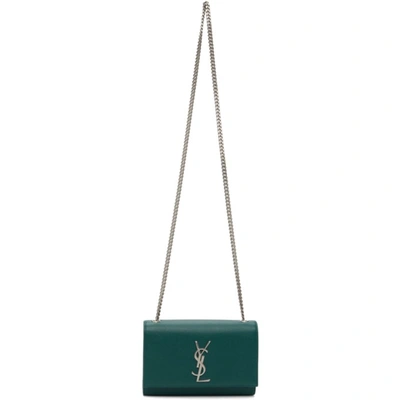 Saint Laurent Small Kate Pebbled Leather Crossbody Bag In Green