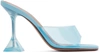 AMINA MUADDI BLUE PVC LUPITA GLASS SLIPPER HEELS