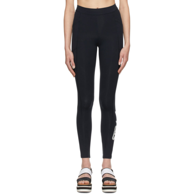 Stella Mccartney Logo-print Scuba Leggings In Navy