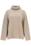 Totême Wool And Cashmere Turtleneck Sweater In Beige Melange (beige)