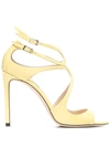 Jimmy Choo Lang 100 Sandal In Yellow Patent Leather In Giallo