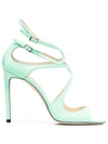 Jimmy Choo 100mm Lang Patent Leather Sandals In Green