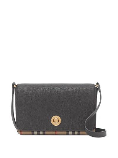 Burberry Small Vintage Check Panel Crossbody Bag In Black