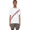 Thom Browne Printed Rwb Stripe Cotton Jersey T-shirt In 100 White