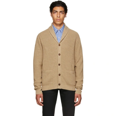 Polo Ralph Lauren Mens Camel Melange Shawl-collar Relaxed-fit Wool And Cashmere-blend Cardigan Xxl In Beige