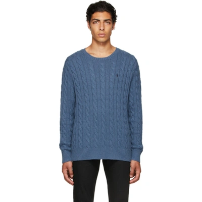 Polo Ralph Lauren Logo-embroidered Cable-knit Cotton Sweater In Blue