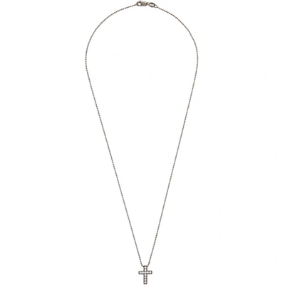 Dsquared2 Gunmetal Crystal Cross Necklace In Silver