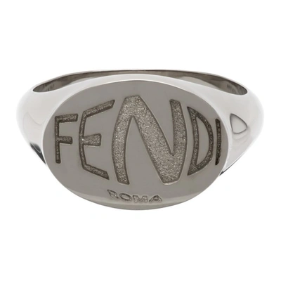 Fendi Mens Palladio Fish Eye Palladium-plated Brass Signet Ring M In Argent