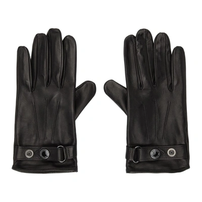 Alexander Mcqueen Black & Silver Leather New Biker Gloves In 1081 Black/silver