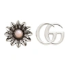 GUCCI SILVER DOUBLE G FLOWER STUD EARRINGS