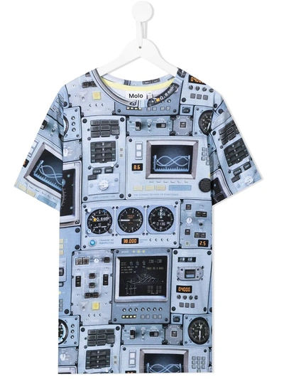 Molo Teen Rasmus Cockpit-print Cotton T-shirt In Blue