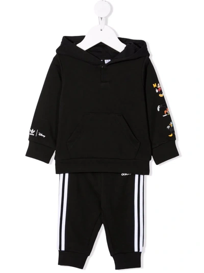 Adidas Originals Babies' X Disney Logo Tracksuit Set In Black