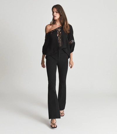 Reiss Lace Detail Blouse In Black