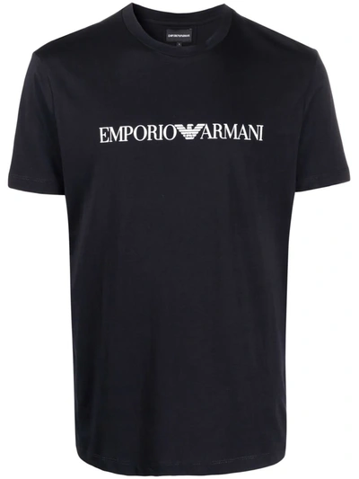 Emporio Armani Logo-print T-shirt In Blau