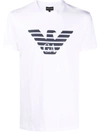 Emporio Armani White Crewneck T-shirt With Logo Embroidery On The Front In Weiss