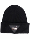 MSGM TRIANGLE-PATCH KNITTED BEANIE