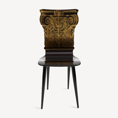 Fornasetti Chair Capitello Corinzio In Gold/black
