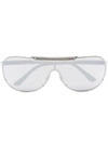 Versace Silver Tone Aviator Sunglasses In Silver